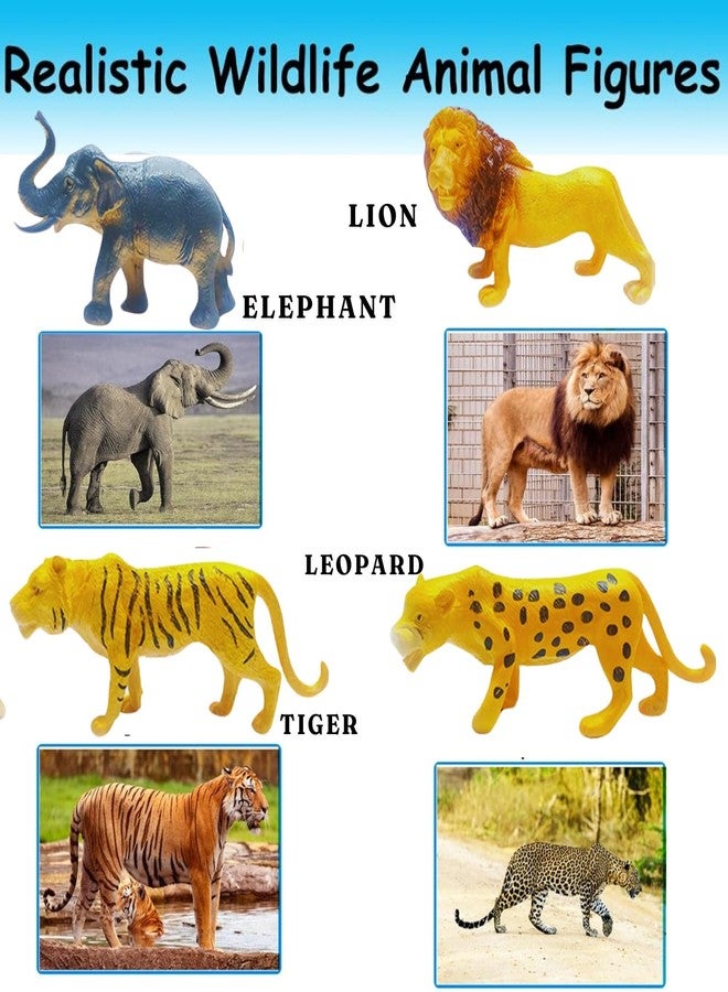 Mallexo Attractive Big Size Jungle Animals Toys for Kids 3+ | 4 PCs Realistic Cartoon Wild Safari Animal Toy Action Figure for Boys and Girls Birthday Gift for Children Wildlife Forest Janwar Toyset - Image 5
